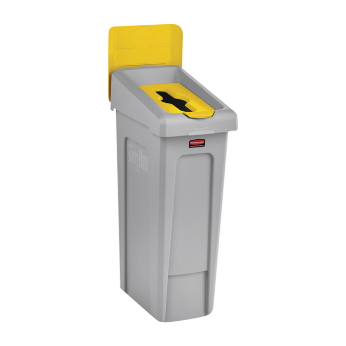 Deksel Rubbermaid Slim Jim Recyclestation inwerpopening voor gemengde recycling geel