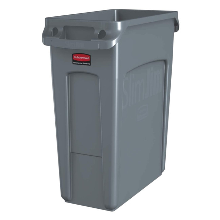 Afvalbak Rubbermaid Slim Jim Vented met luchtsleuven 60liter grijs