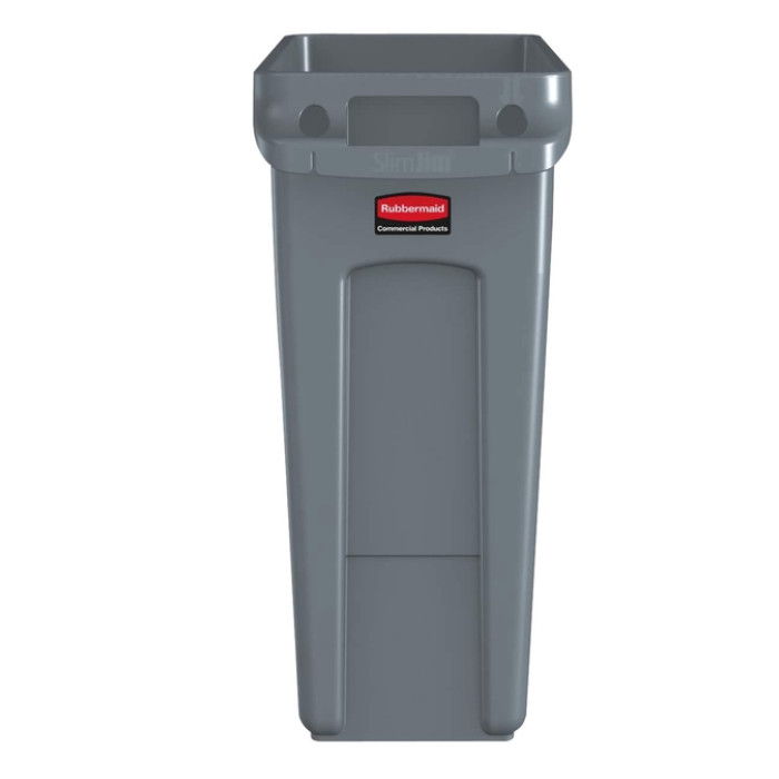 Afvalbak Rubbermaid Slim Jim Vented met luchtsleuven 60liter grijs