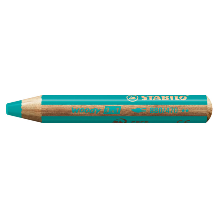 Kleurpotloden STABILO 880 woody 3 in 1 multitalent turquois