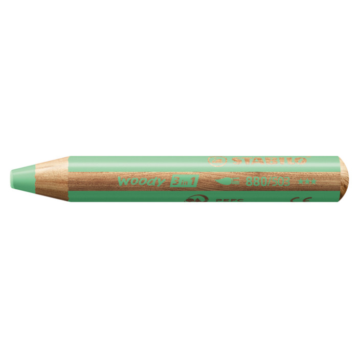 Kleurpotloden STABILO 880 woody 3 in 1 multitalent pastel groen