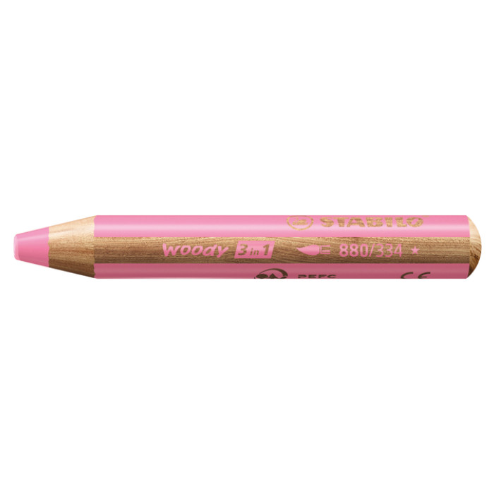 Kleurpotloden STABILO 880 woody 3 in 1 multitalent roze