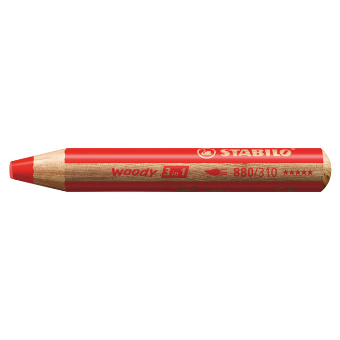 Kleurpotloden STABILO 880 woody 3 in 1 multitalent rood