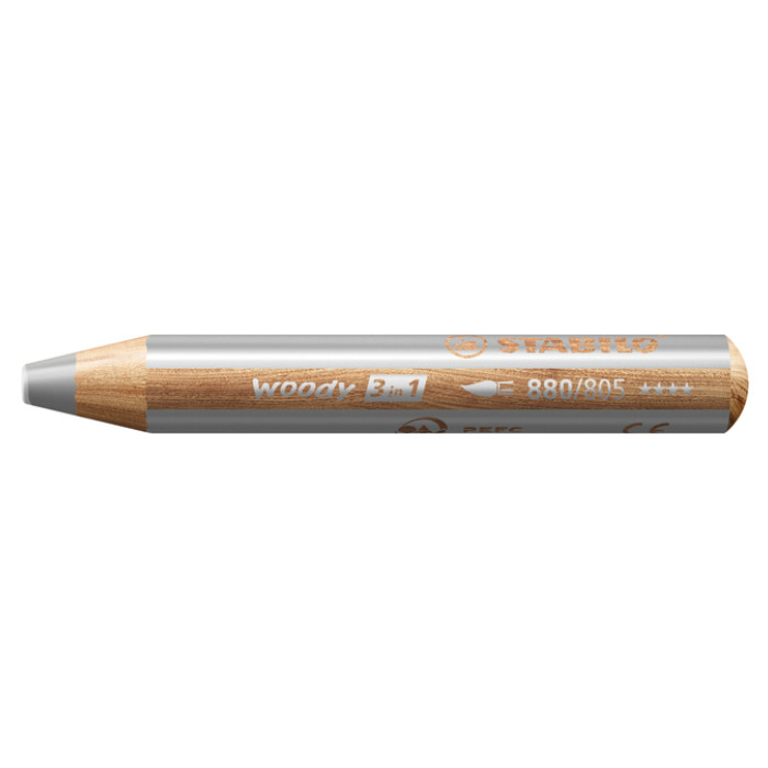 Kleurpotloden STABILO 880 woody 3 in 1 multitalent zilver