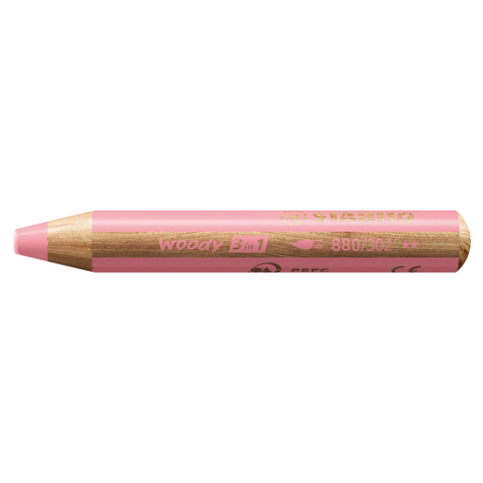 Kleurpotloden STABILO 880 woody 3 in 1 multitalent pastel roze