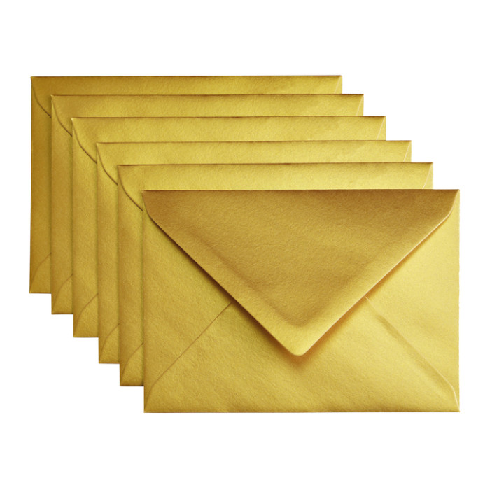 Envelop Papicolor C6 114x162mm metallic goud pak à 6 stuks