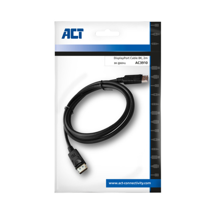 Kabel ACT DisplayPort 1.4 8K M-M 2 meter zwart
