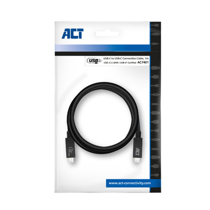Kabel ACT USB 3.2 USB-C USB-IF gecertificeerd 1 meter