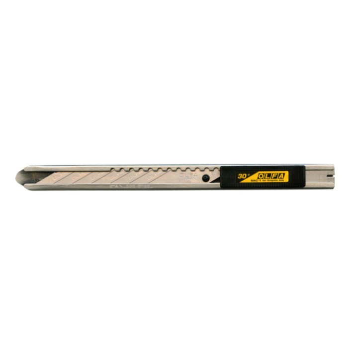 Snijmes Olfa SAC-1 9mm met metalen houder blister à 1 stuk