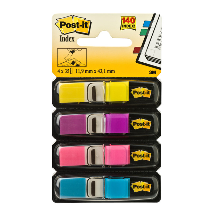 Indextabs 3M Post-it 683 11.9x43.2mm 4 kleuren 140 stuks