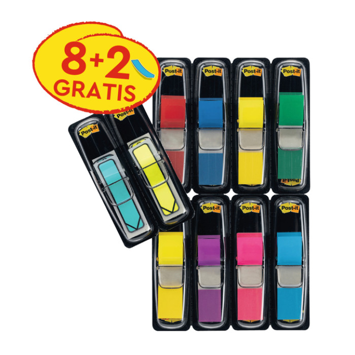 Indextabs 3M Post-it 683 11.9x43.2mm 8 kleuren assorti + 2 sets pijlvorm gratis