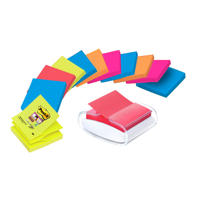 Memoblokdispenser 3M tbv Post-it Z-Note 76x76mm transparant + 12 blok Z-notes