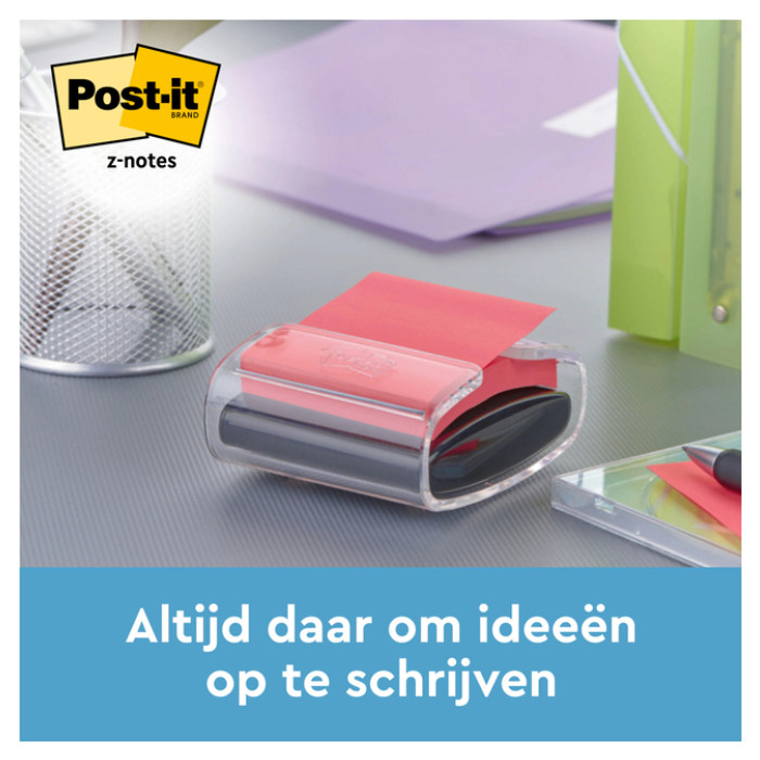 Memoblokdispenser 3M tbv Post-it Z-Note 76x76mm transparant + 12 blok Z-notes