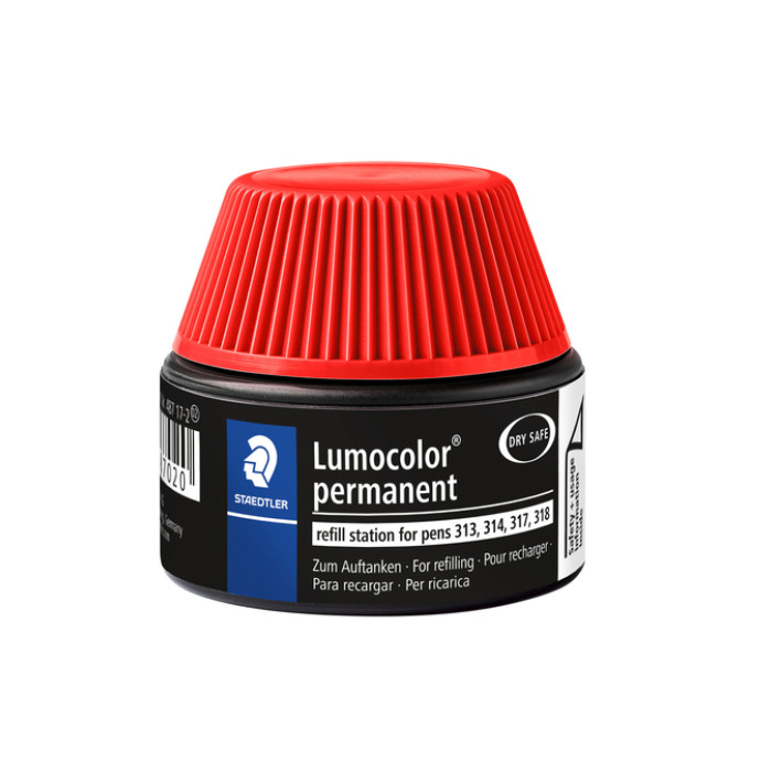 Viltstiftvulling Staedtler Lumocolor permanent 15ml rood