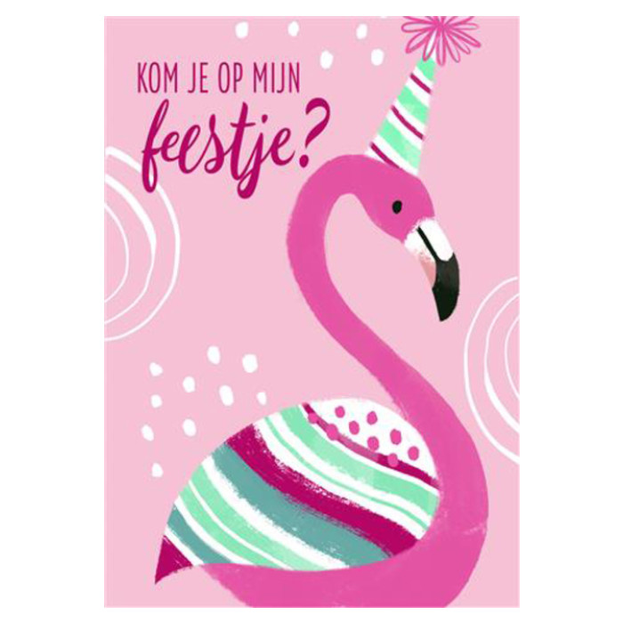 Uitnodiging Flamingo 14x9cm