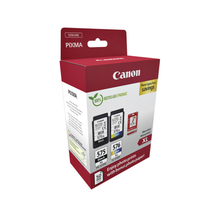 Inktcartridge Canon PG-575XL CL-576XL zw+kl+papier