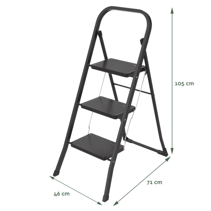 Huishoudtrap BRASQ 3 treden SL300 zwart