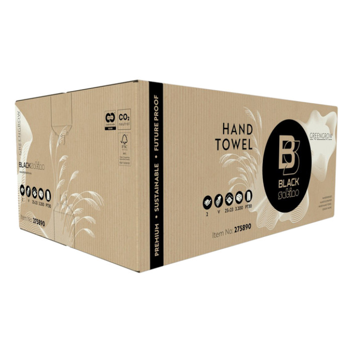 Handdoek BlackSatino PT30 GreenGrow v-vouw 2-laags 250x230mm 15x214 vel wit 275890