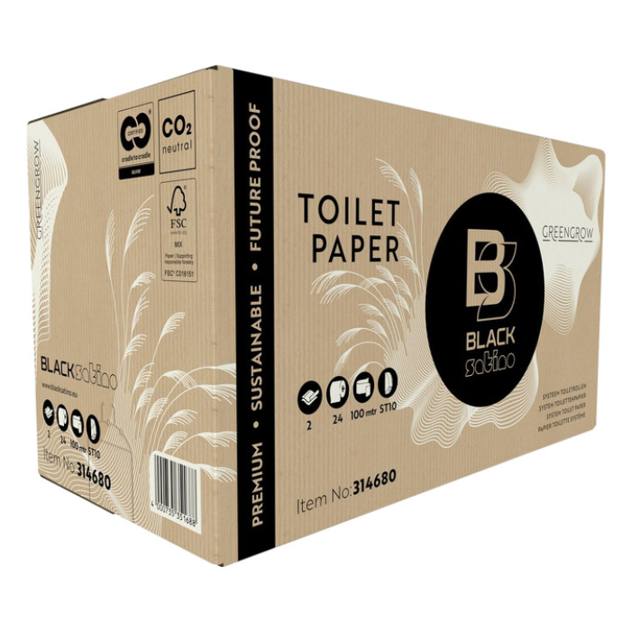 Toiletpapier BlackSatino ST10 GreenGrow systeemrol 2-laags 100m naturel 314680
