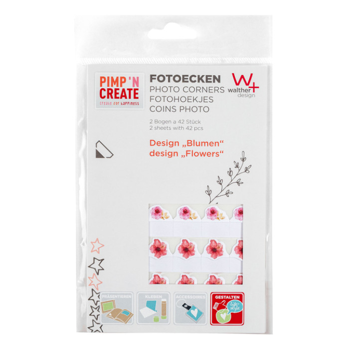 Fotohoeken walther design bloemen 2 vellen à 42 stuks