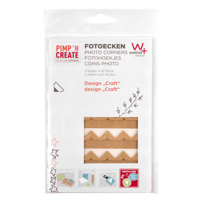 Fotohoeken walther design kraft 2 vellen à 42 stuks