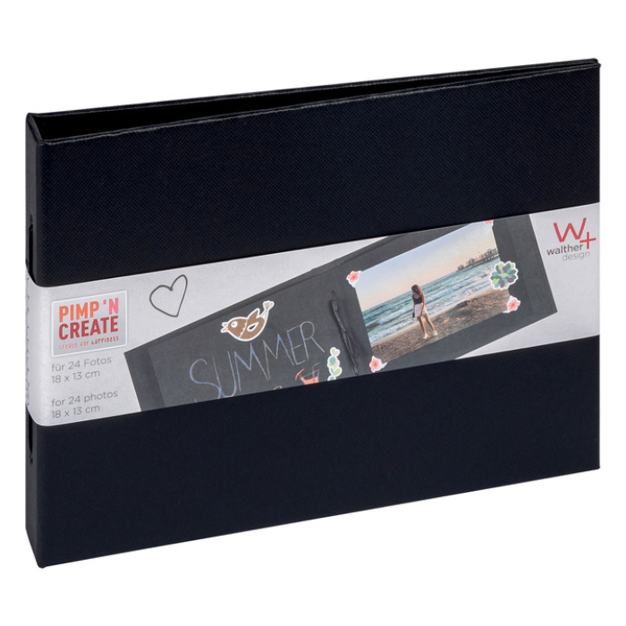 Fotoalbum walther design mini 24 foto's 13x18cm horizontaal zwart