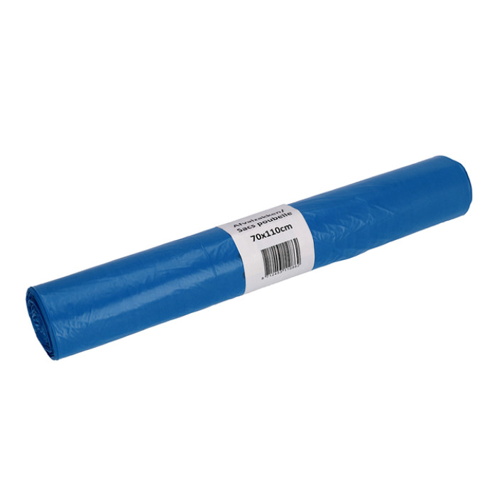 Afvalzak Cleaninq 70x110cm HDPE recycled T25 120L blauw rol à 20 stuks