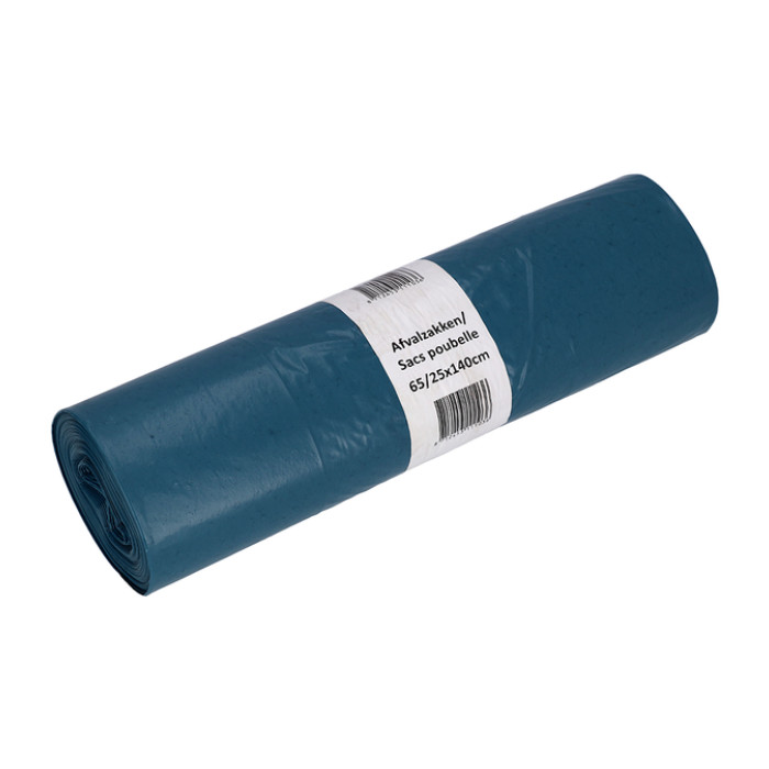 Afvalzak Cleaninq 65/25x140cm LDPE recycled T70 240L blauw rol à 10 stuks
