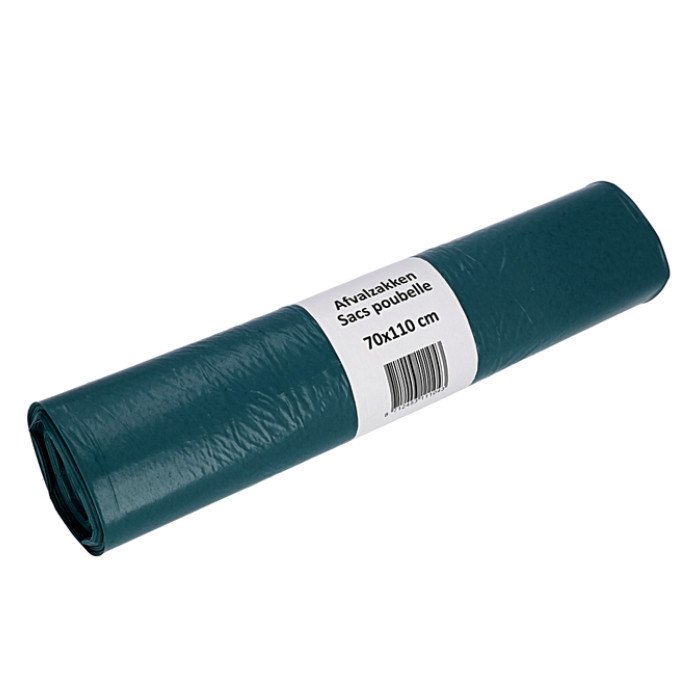 Afvalzak Cleaninq 70x110cm LDPE recycled T50 120L blauw rol à 20 stuks