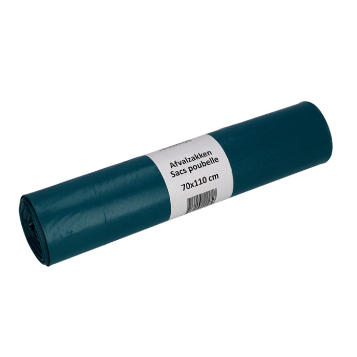 Afvalzak Cleaninq 70x110cm LDPE recycled T70 120L blauw rol à 20 stuks