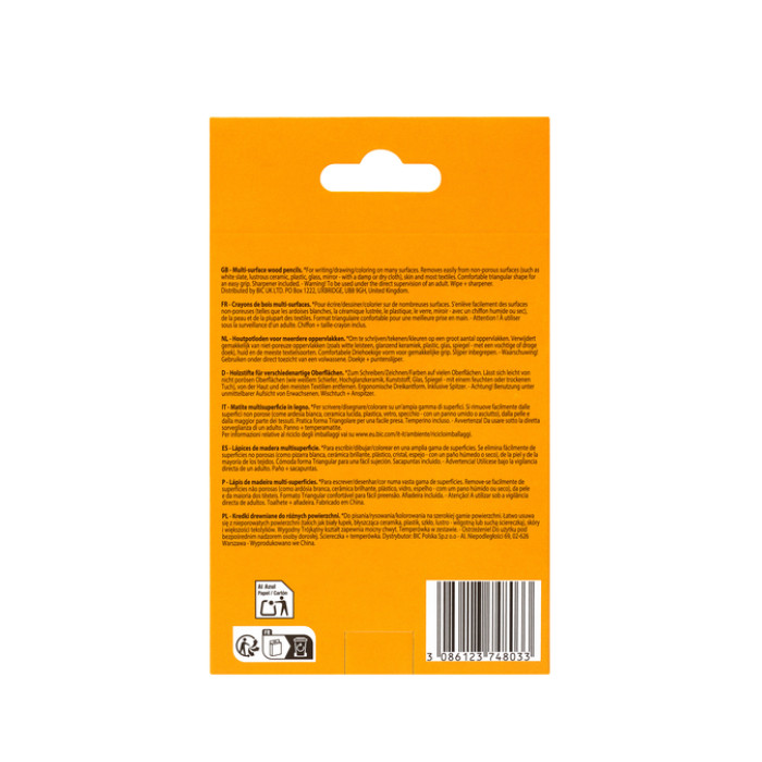 Whiteboardpotlood BicKids Multi Surface + puntenslijper/doekje ass 3st