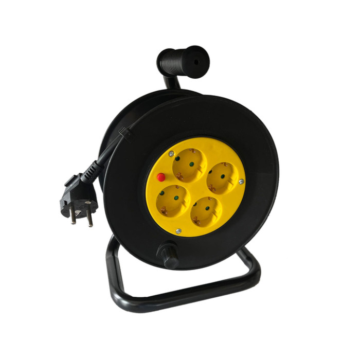 Kabelhaspel BRASQ Pro 4 voudig 10 meter zwart