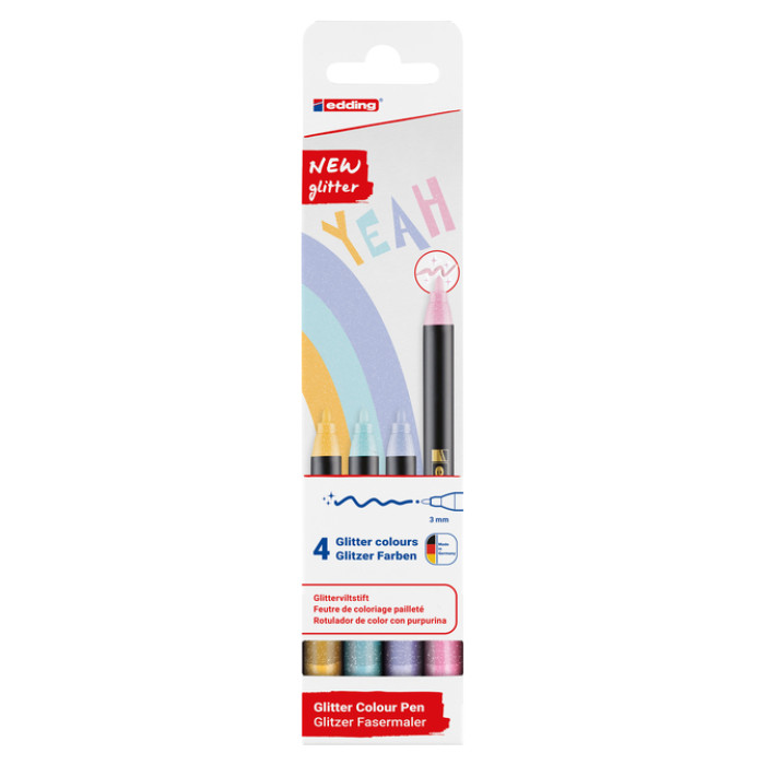 Fineliner edding 1200 fijn glitter pastel assorti set à 4 stuks