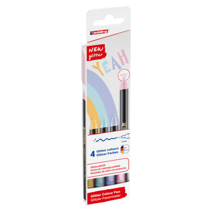 Fineliner edding 1200 fijn glitter pastel assorti set à 4 stuks