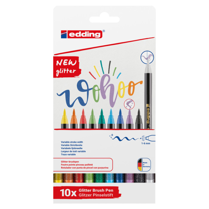 Brushpen edding 1340 glitter assorti set à 10 stuks