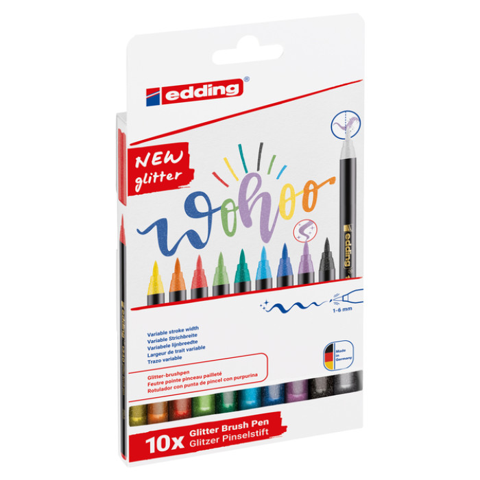 Brushpen edding 1340 glitter assorti set à 10 stuks