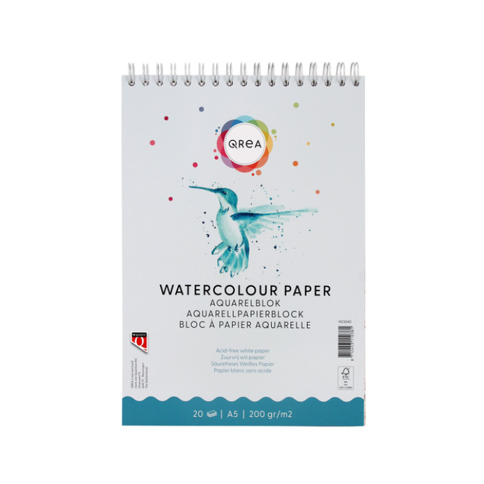 Aquarelblok Qrea A5 20 vel 200gr spiraal