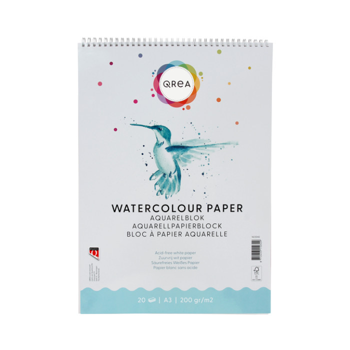 Aquarelblok Qrea A3 20 vel 200gr spiraal