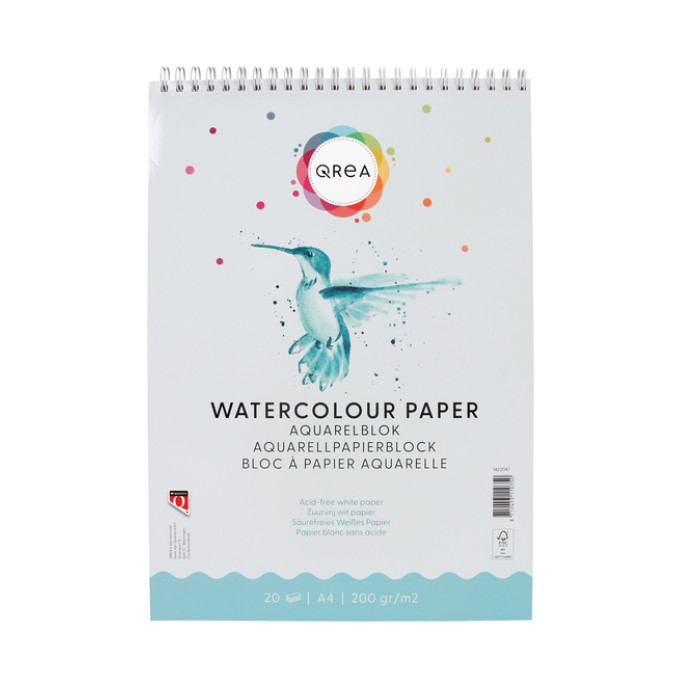 Aquarelblok Qrea A4 20 vel 200gr spiraal