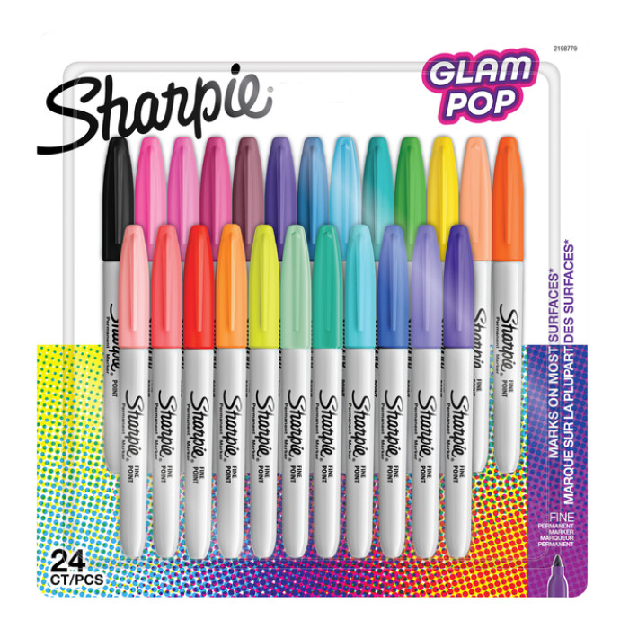 Viltstift Sharpie Glampop fijn assorti blister à 24 stuks