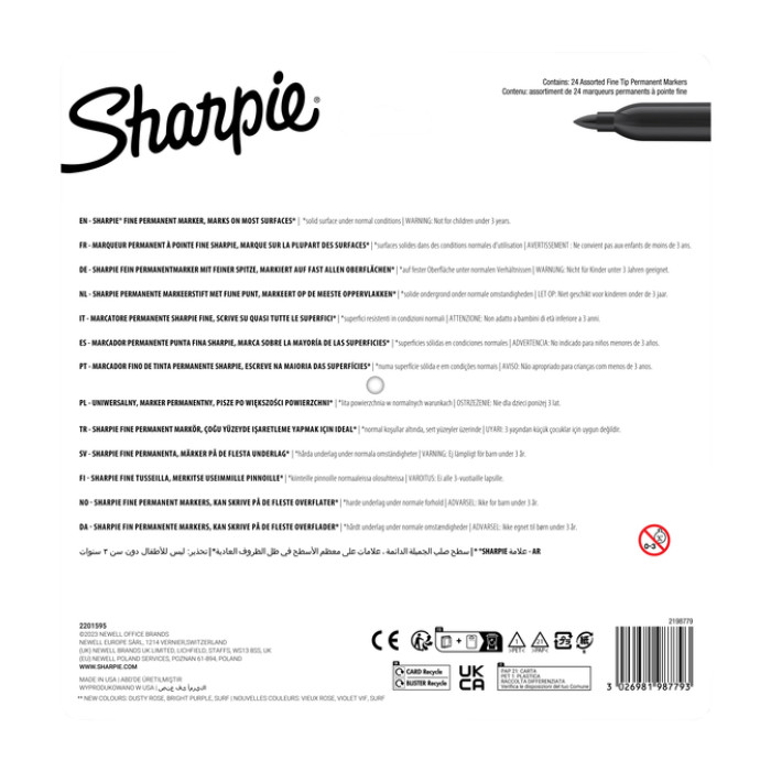 Viltstift Sharpie Glampop fijn assorti blister à 24 stuks