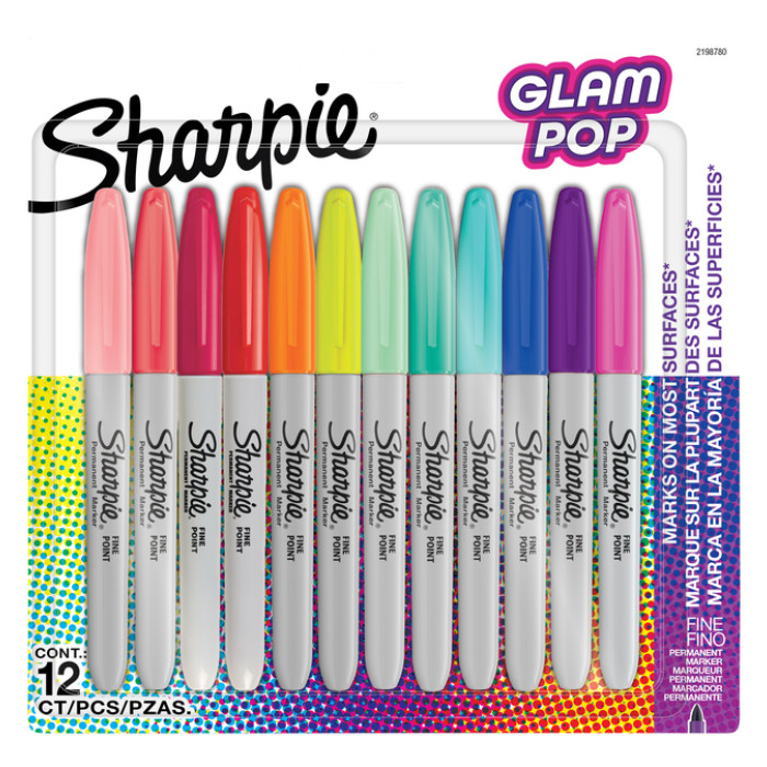 Viltstift Sharpie Glampop fijn assorti blister à 12 stuks