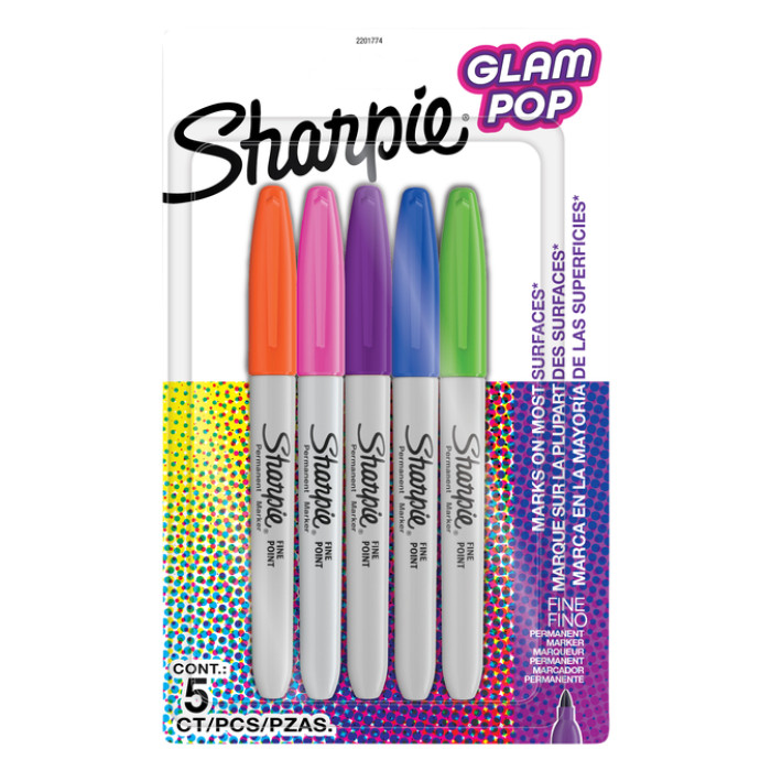 Viltstift Sharpie Glampop fijn assorti blister à 5 stuks