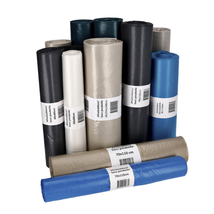 Afvalzak Cleaninq 63x70cm HDPE T15 50L transparant rol à 25 stuks