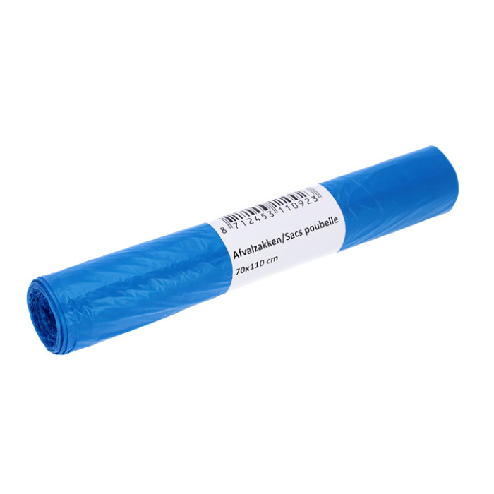 Afvalzak Cleaninq 70x110cm HDPE T25 120L blauw rol à 20 stuks