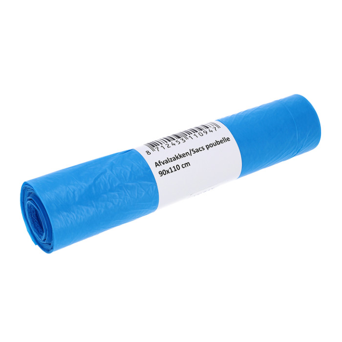Afvalzak Cleaninq 90x110cm HDPE T25 160L blauw rol à 20 stuks