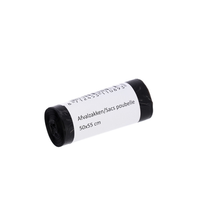 Afvalzak Cleaninq 50x55cm HDPE T15 25L zwart rol à 50 stuks