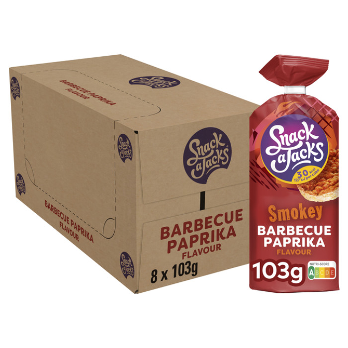 Rijstwafel Snack-a-Jacks BBQ paprika pak 103 gram