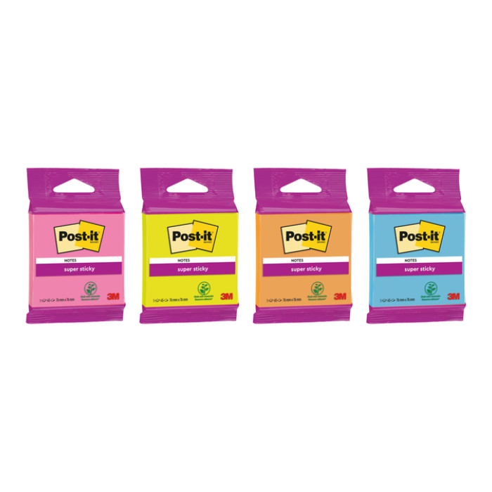 Memoblok 3M Post-it 6920 SS 76x76mm ass. kleur 45 vel
