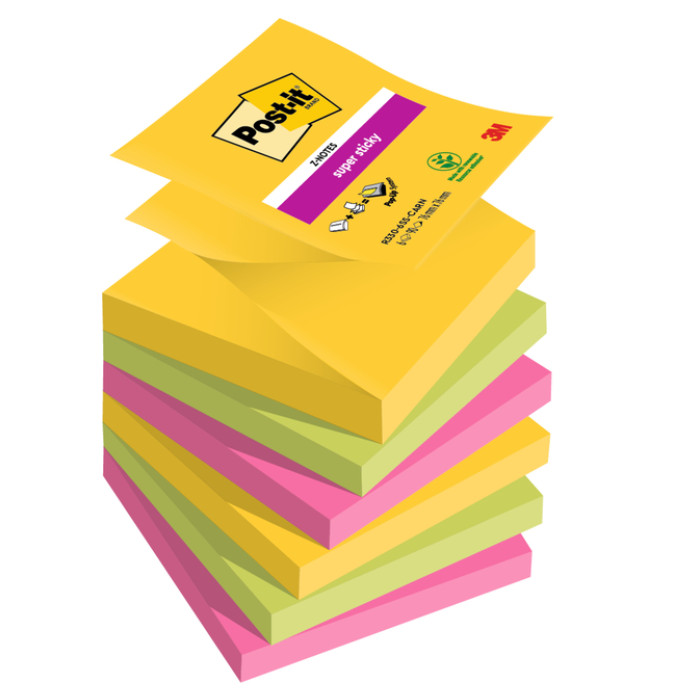 Memoblok Post-it 3M Z-Note R330 Super Sticky 76x76mm Carnival 6 stuks